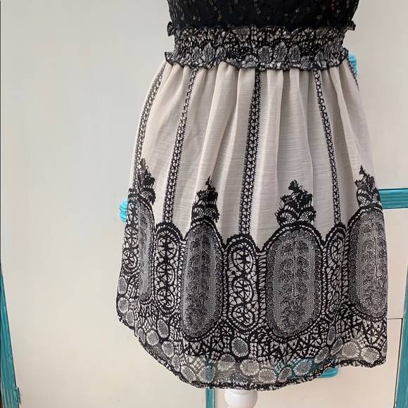 American Rag Boho Mini Dress, Sparkly Sequin Festival Dress, Lace Patterned - Picture 3 of 8